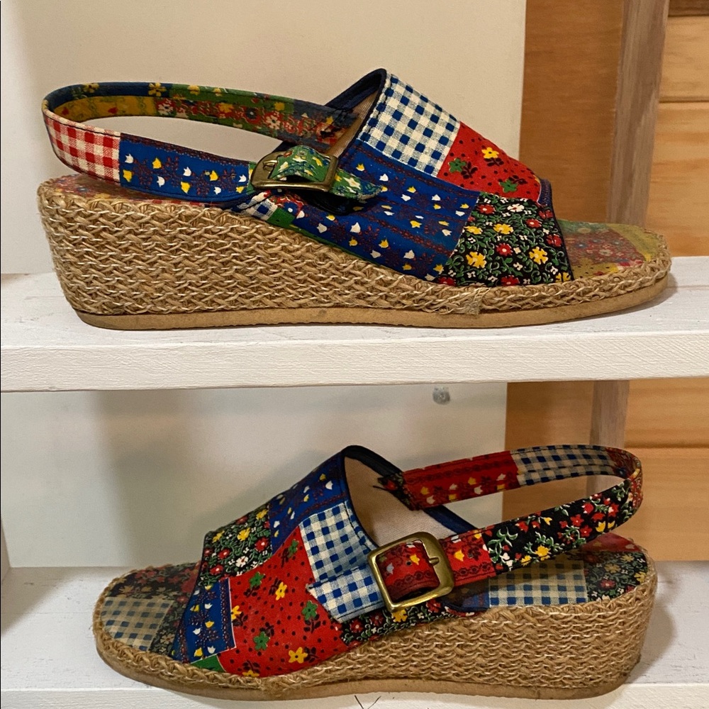 Patchwork Wedge Sandals